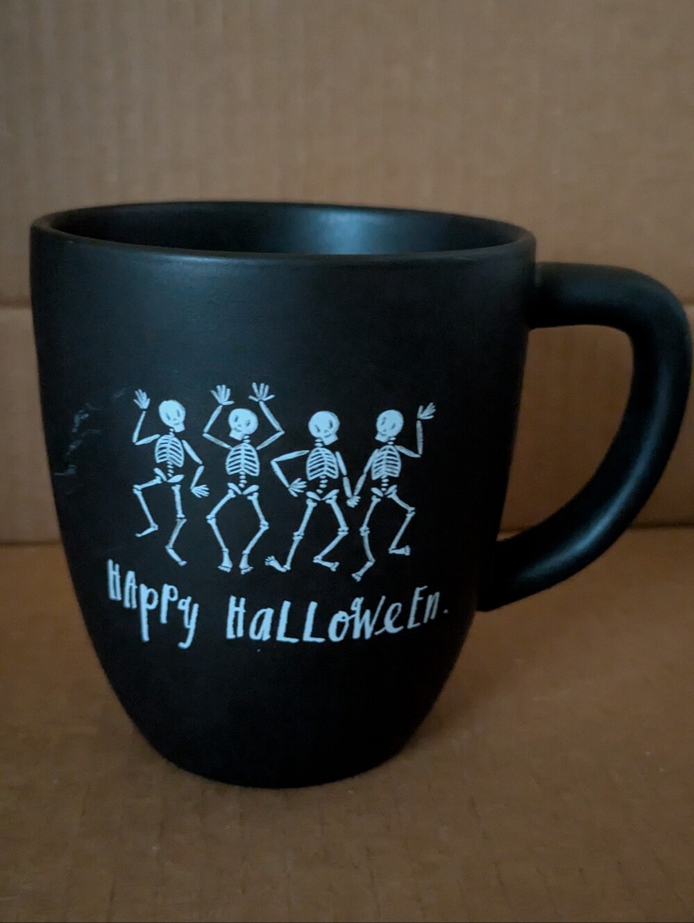 Rae Dunn by Magenta Happy Halloween Black Skeleton Ceramic Coffee Mug NWOT